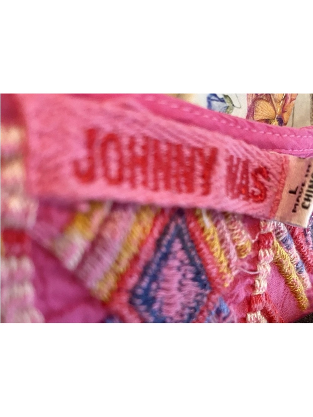 Johnny Was Paradise Pink Embroidered Boho Rangoon Blouse, NWT, L - Picture 10 of 16
